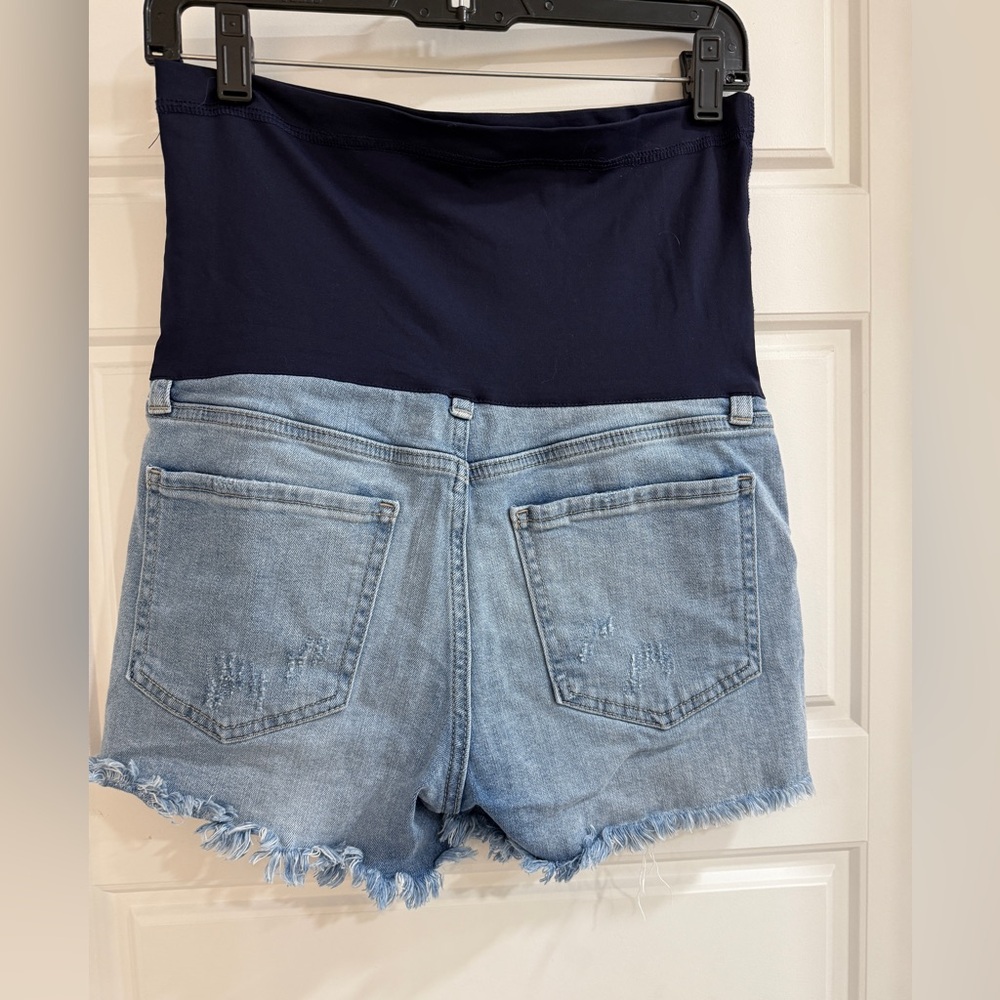 Distressed Denim Maternity Shorts - Picture 3 of 8
